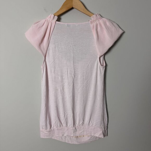 Jasper Conran Ballet Pink Sequin Ruffle Top 10 - Picture 2 of 3